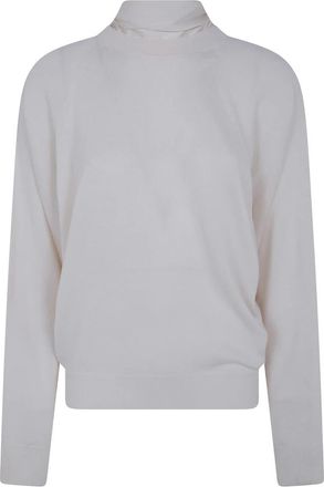 Semicouture Kathi Sjaal Ronde Hals Trui - Dames - Ronde hals truien - Wit - S - Wol - Truien & Vesten