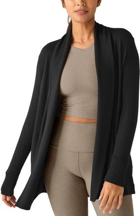 Beyond Yoga Relax Rib Cardigan in Black at Nordstrom, Size Medium