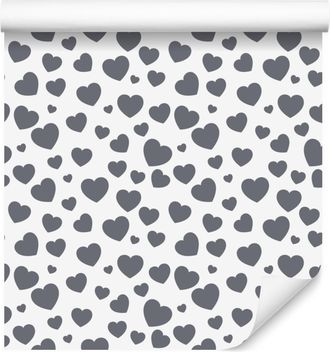 OEM Carta Da Parati Con Cuori Bianchi, Grigio Chiaro E Grigi 50x1000 Cm