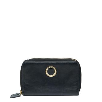 Bulgari Navy Leather Coin Purse/Coin Case (Pre-Owned)