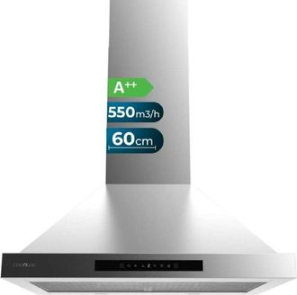 Cecotec Bolero cappa piramidale flux pt 605500 inox a++de 60cm de wide, finitura acciaio inox, aspirazione 550m3/h, motore 70w, classe a++, control touch, 3