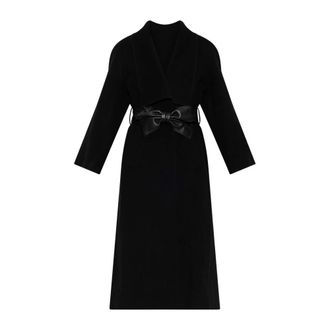 Valentino Garavani Woljas met leren riem - Dames - Mantels - Zwart - Maat: XS Wol