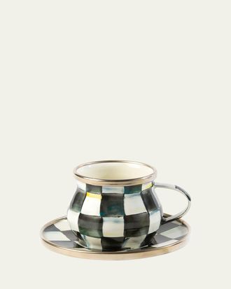 MacKenzie-Childs Courtly Check Enamel Espresso Cup & Saucer Set