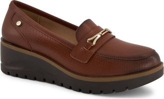 Andrea Womens Wedge Loafers In Brown