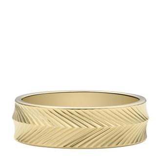 Fossil Harlow Linear Texture Gold-Tone Stainless Steel Band Ring