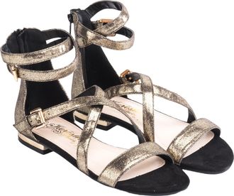 Kor&ouml;shi MANIAKS GRAPHIC DESIGN TM Glitter Flat Sandal | Versatile Style, gold, 4 UK
