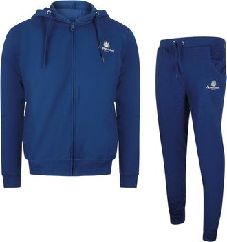 Aquascutum Mens Navy Blue Zip-up Hoodie And Track Pants Set Cotton - Size X-Large