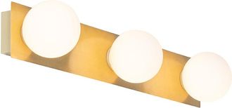 QAZQA Moderno Aplique Moderno Dorado 48 Cm Ip44 3 Luces - Cederic Vidrio /acero Alargada Adecuado Para Led Max. 3 X 28 Watt - Qazqa