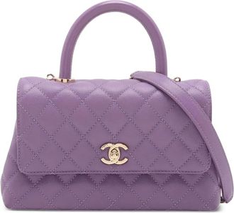 Chanel 2021-2025 Mini Caviar Coco Top Handle Bag satchel - Purple