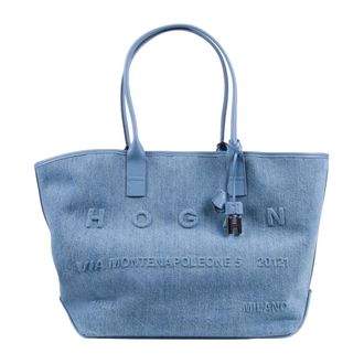 Hogan Tote Bags, female, Blue, Size: ONE SIZE Address Shopping Media Tessuto