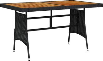 vidaXL Vidaxl - Mesa De Jard&iacute;n Rat&aacute;n Pe Y Acacia Maciza Negro 130x70x72 Cm