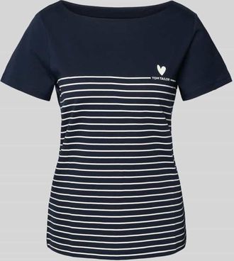 Tom Tailor Regular Fit T-Shirt aus reiner Baumwolle in Dunkelblau, Gr&ouml;&szlig;e M