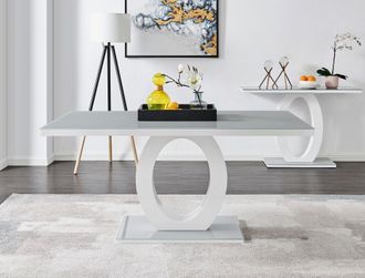 Furniturebox Giovani 160cm 6-Seater Modern Rectangular High Gloss & Glass Dining Table in Grey