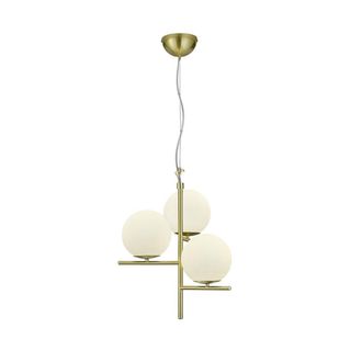 Trio Suspensi&oacute;n 3 Luces Bolas Cristal Lat&oacute;n Blanco &Oslash;40 Cm Pure Lighting