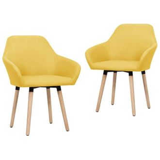 vidaXL Sillas De Comedor 2 Unidades Tela Amarillo Vidaxl