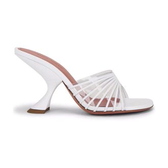 Amina Muaddi Heeled Mules, female, White, 3 UK, White Leather Mules