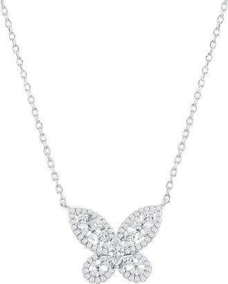Suzy Levian Suzy Levian Gala Collection Silver Cz Butterfly Necklace