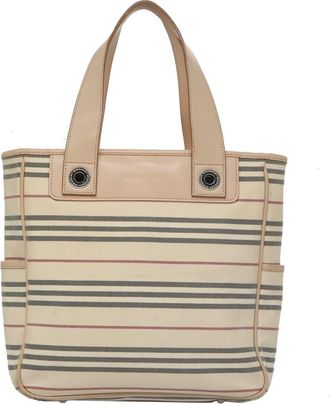 Burberry Nova Check Beige Canvas Tote Bag (Pre-Owned)