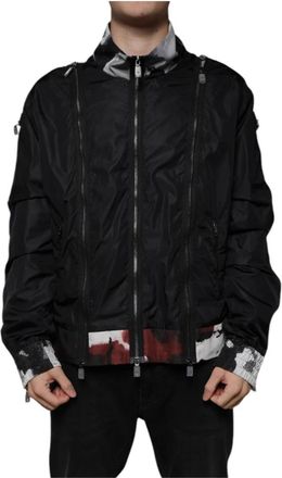 Dolce & Gabbana Zwarte Nylon Bomberjack met Rits - Heren - Winterjassen - Zwart - 2XL - Nylon - Jassen