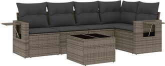 vidaXL Vidaxl - Set De Muebles De Jard&iacute;n 6 Pzas Y Cojines Rat&aacute;n Sint&eacute;tico Gris