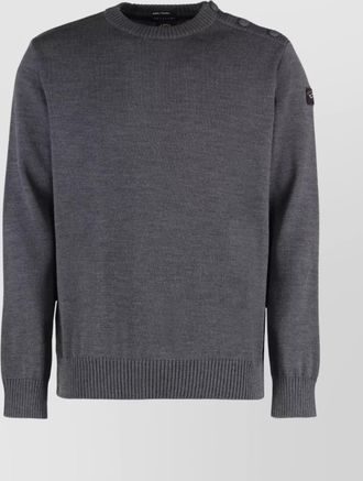 Paul & Shark ribbed crew-neck wool sweater with shoulder buttons