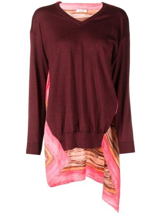 Celine 2018 layered shawl V-neck jumper - women - Wool/Silk - S