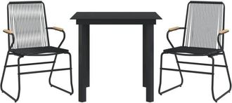 vidaXL Juego De Comedor De Jard&iacute;n 3 Piezas Rat&aacute;n Pvc Negro Vidaxl