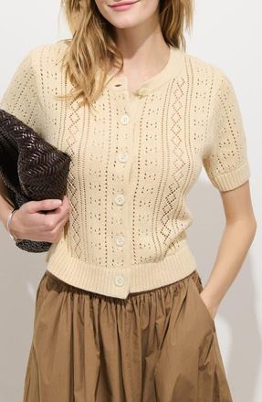 Alex Mill Elle Pointelle Cardigan in Cream at Nordstrom, Size X-Small
