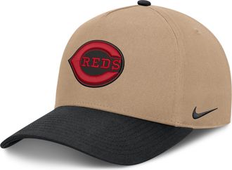 Nike Cincinnati Reds Rise Nike Mens MLB A-Frame Trucker Adjustable Hat in Brown | NB1D0A3URED-TZD