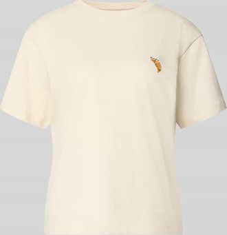 Jake*s Casual Regular Fit T-Shirt mit Motiv-Stitching in Ecru Melange, Gr&ouml;&szlig;e XXL