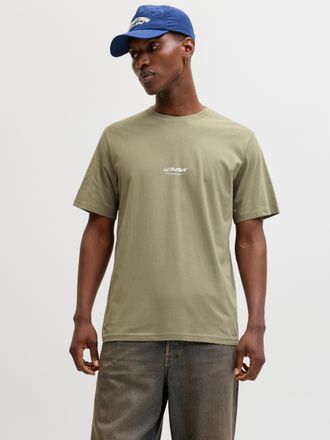 Jack & Jones T-Shirt JACK & JONES JJESOHO TEE SS CREW NECK NOOS, Herren, Gr. XXL, vetiver, Single Jersey, Obermaterial: 100% Baumwolle, bedruckt, relaxed fit norma
