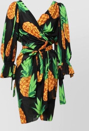 Dolce & Gabbana silk pineapple print wrap mini dress