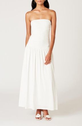 Nia Santal Strapless Mixed Media Maxi Dress in White at Nordstrom, Size X-Large