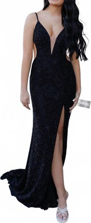 Sherri Hill Womens Plunging Deep V Neckline Dress In Black