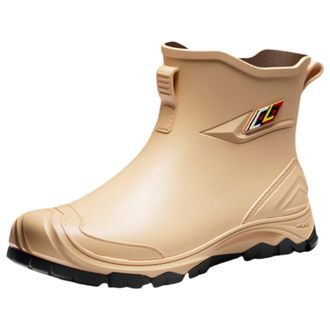 Generic Womens Deck Boots Lightweight Slip-On Water Shoes Waterproof Ankle Rain Boots for Fishing Gardening Boating Camping Sailing (Yellow, 6.5)