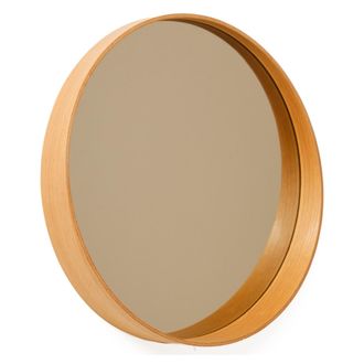 Dmora Espejo Telve, Forma Redonda, Tipo De Pared, Estructura Transparente, 60x60h Cm Roble Marr&oacute;n