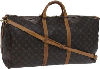 Louis Vuitton Tweedehands Canvas Louis Vuitton tassen - Dames - Vintage Weekendtas - Bruin - ONE Size - Leer - Vintage
