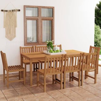 vidaXL Conjunto De Comedor De Jard&iacute;n De 9 Piezas, 180 X 90 Cm, Madera Maciza De Teca Vidaxl