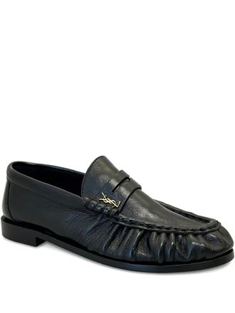 Saint Laurent logo-plaque leather loafers - women - Calf Leather/Calf Leather/Rubber - 36.5 - Black