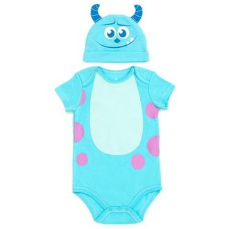 Disney Pixar Cosplay 2-Piece Bodysuit and Hat Set in Teal Blue Sulley at Nordstrom, Size Newborn