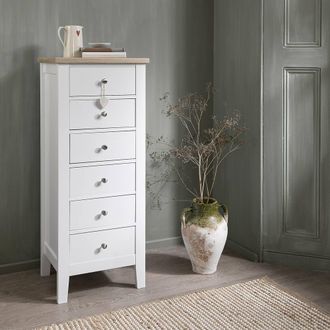 N&ouml;a & Nani Leines 6 Drawer Tall Chest of Drawers in White & Oak