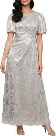 S.L. Fashions Foil Border Gown in Buff at Nordstrom, Size 18