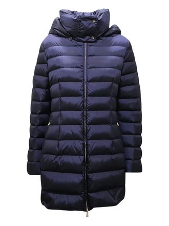 Add hooded quilted coat - women - Duck Down/Nylon - 48 - Blue