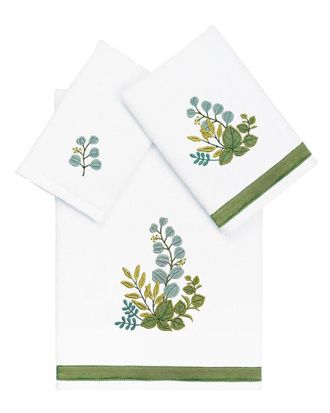 Linum Home Textiles 100% Turkish Cotton Botanica 3Pc Embellished Towel Set