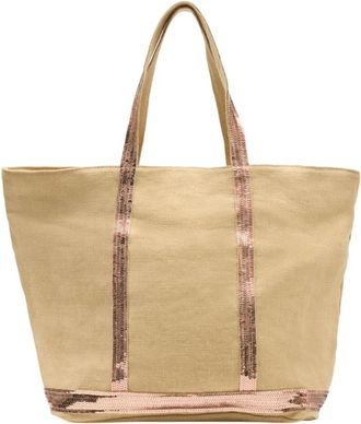 Vanessa Bruno Tote Bags, female, Beige, Size: ONE SIZE L Zipped Cabas Tote