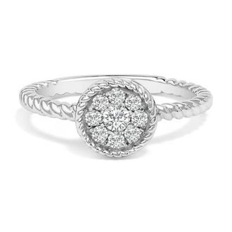 House of Brilliance Sterling Silver 1/4 Cttw Diamond Floral Round Braided Ring at Nordstrom