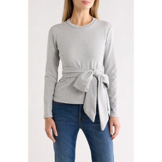 Go Couture Tie Front Knit Sweater in Moonstruck at Nordstrom Rack, Size X-Large
