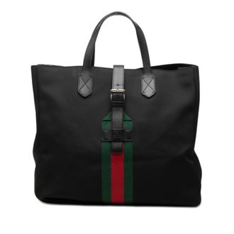Gucci Black Canvas Leather Tote Bag (Pre-Owned)