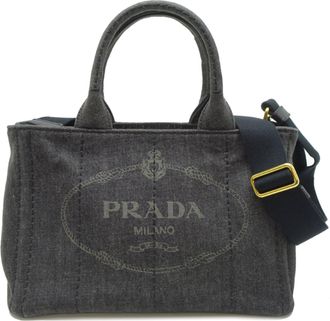 Prada Black Nero Denim Tote Bag (Pre-Owned)