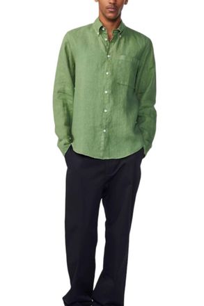 Nn.07 Arne Long Sleeve Shirt In Hedge Green